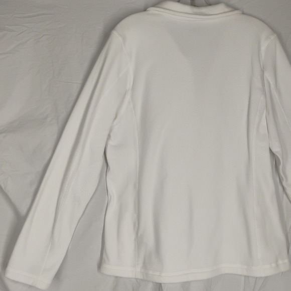Patagonia Worn Wear Women's LARGE Pull Over 1/4 Zip White Fleece Jacket Shirt - Picture 12 of 16